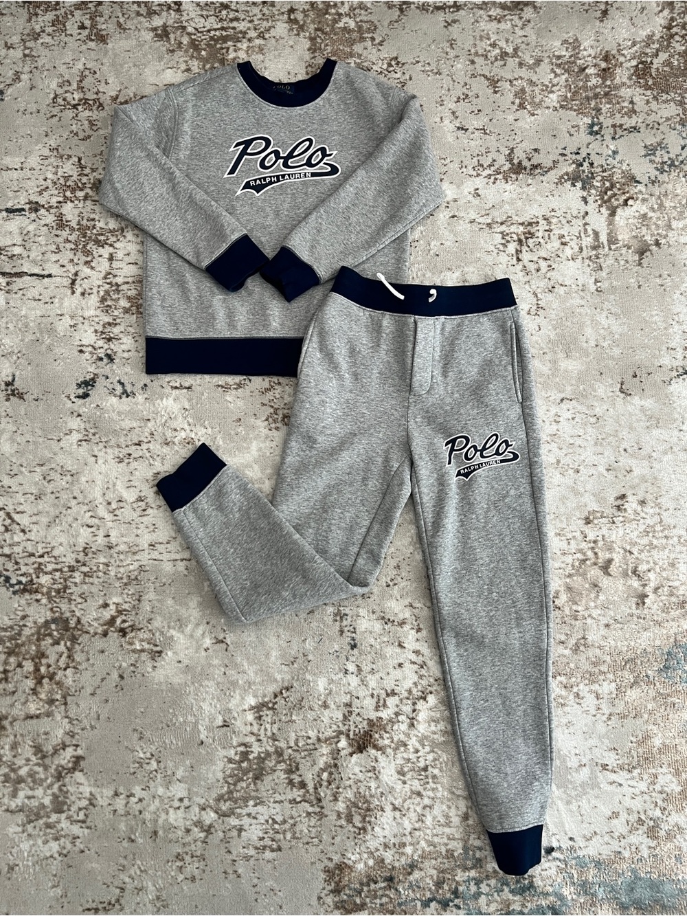 Polo by Ralph Lauren Grey Jogger Sweatpants with Navy Accents Sweatsuit